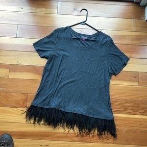 Vince Camuto feather trim tee